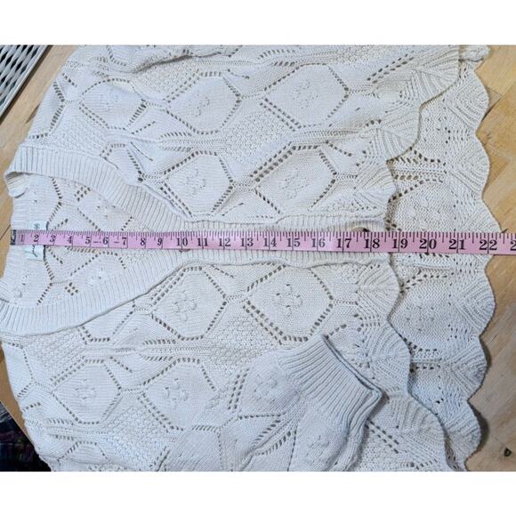 Freshman 1996 Scalloped Hem Cardigan Sz XS Oversized Cream Preppy Twee Coquette - Picture 5 of 6